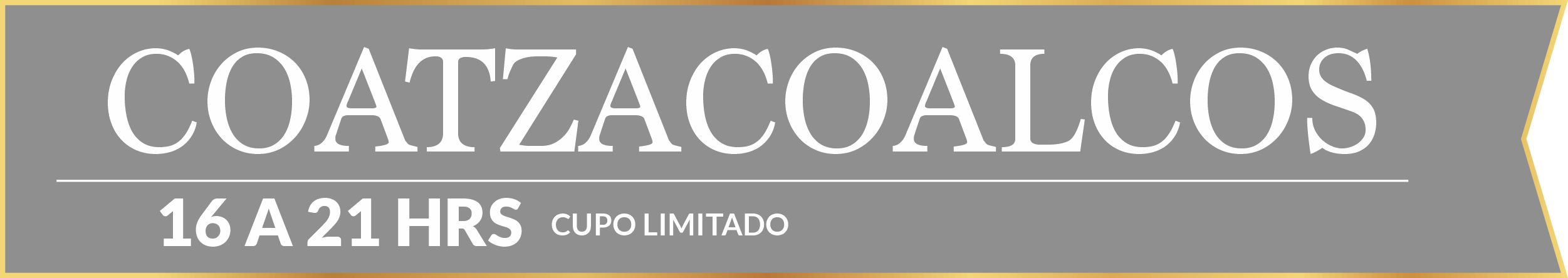 Coatzacoalcos 16 a 21 hras cupo limitado